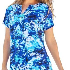 Swimsuits For All Women's Plus Size Longer Length Short-Sleeve Swim Tunic